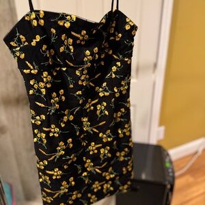 Urban Outfitters Black Dress with Yellow Floral Embroidery